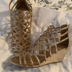 Material Girl Gold Wedge Sandals